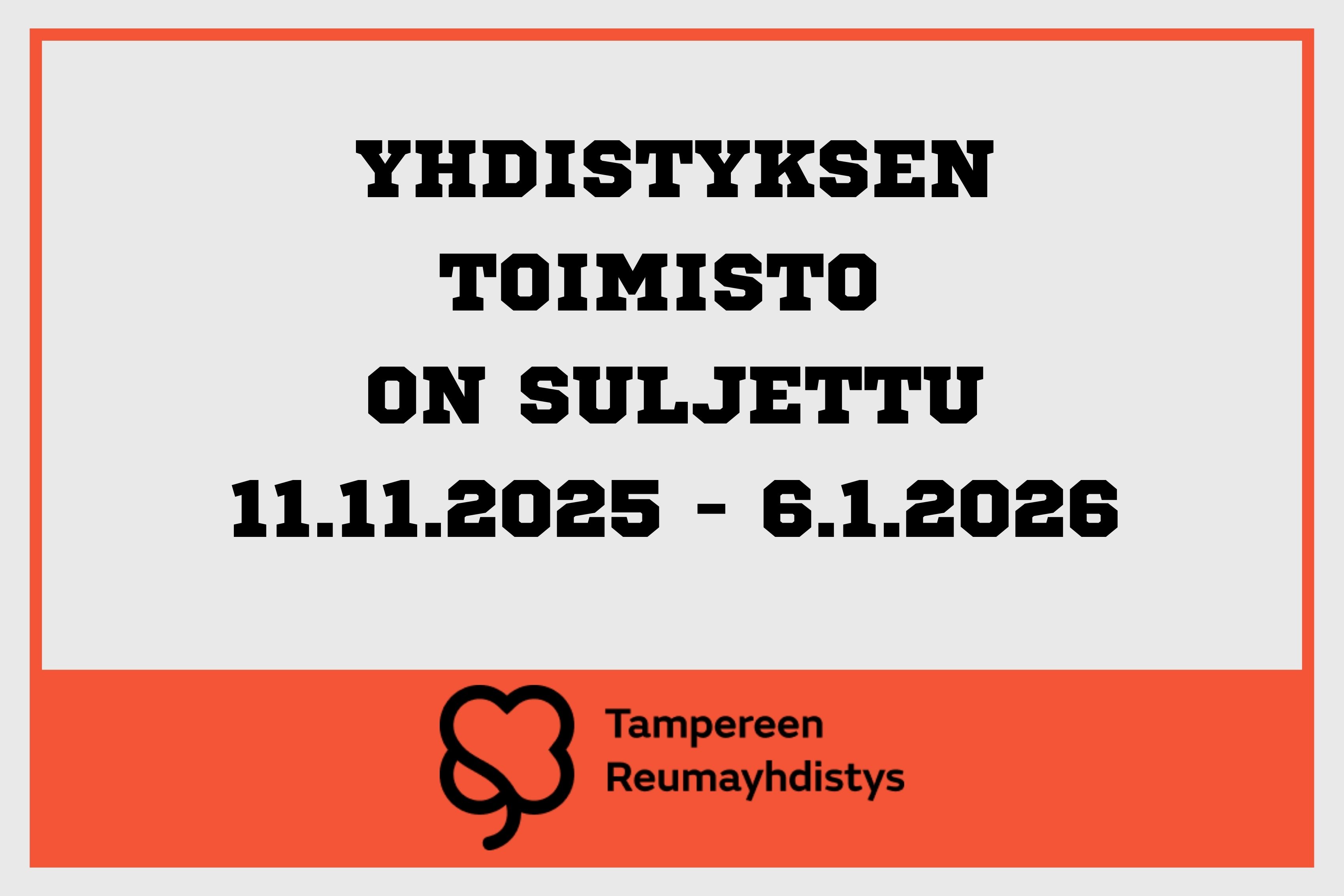 Yhdistyksen toimisto suljettu
